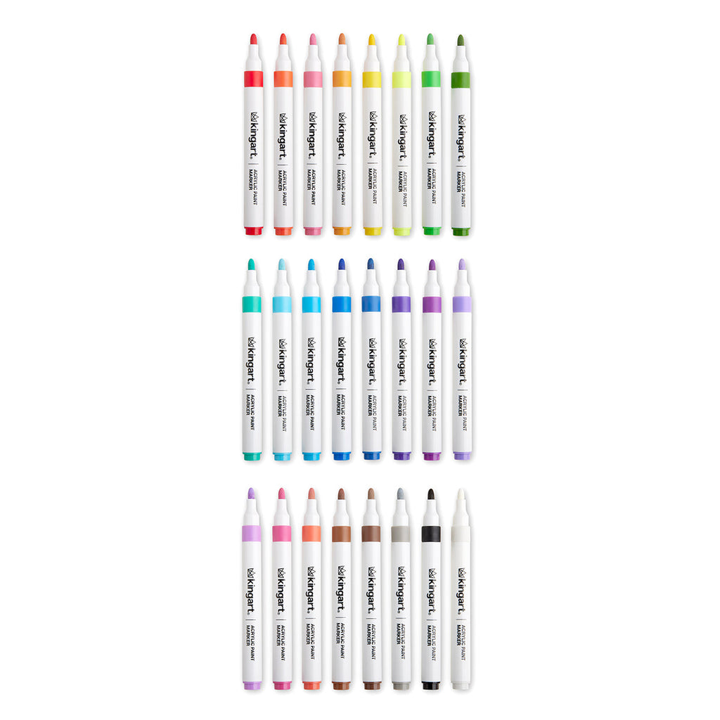 Acrylic Paint Markers Set – 24 Colors, 2mm Bullet Tip, Water-Based, Multi-Surface