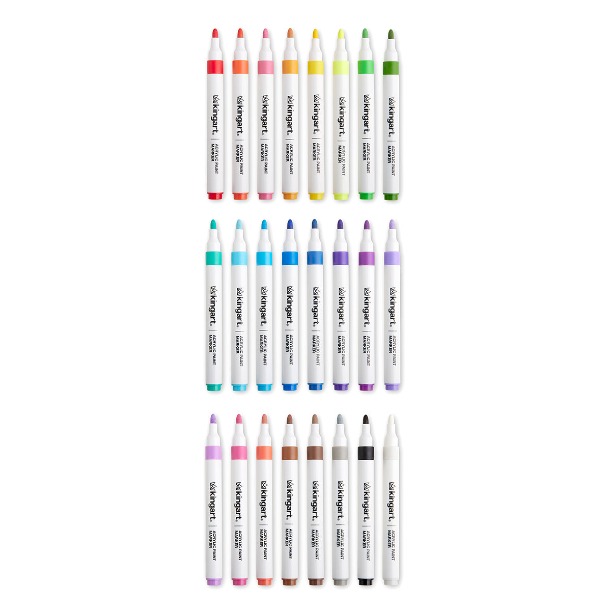 Acrylic Paint Markers Set – 24 Colors, 2mm Bullet Tip, Water-Based, Multi-Surface