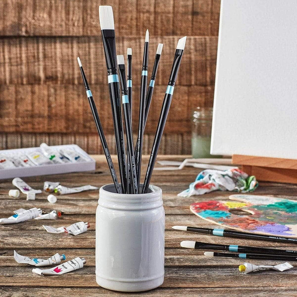 White Nylon Long Handle Brush Set 10 pc