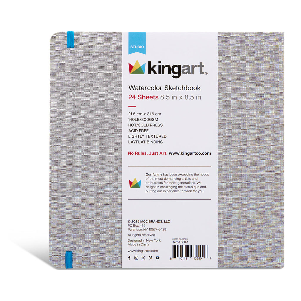 Hardcover Watercolor Sketchbook - 8.5” x 8.5” 140lb (300g) - 24 Sheets