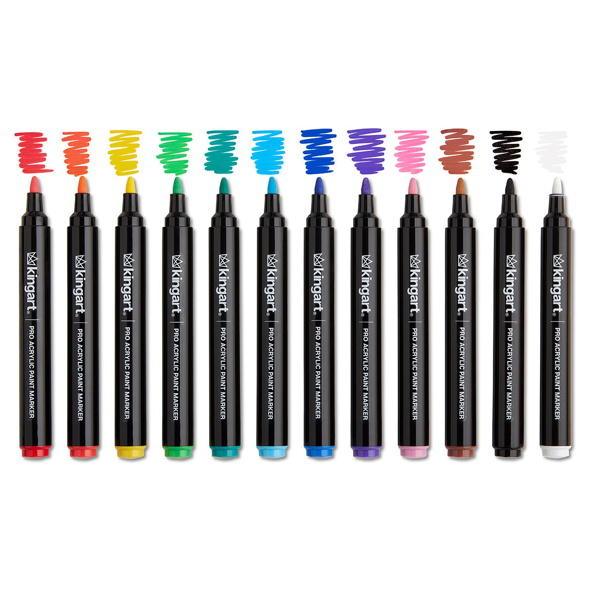PRO Acrylic Paint Markers - 2mm Bullet Tip - 12 Classic Colors