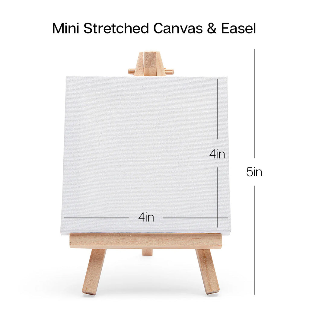 Mini Easel & Canvas Set 4” x 4”, 8 pc