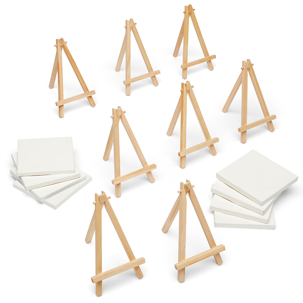 Mini Easel & Canvas Set 4” x 4”, 8 pc