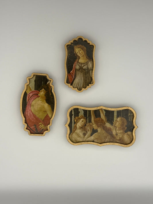 Handmade Wood Art Magnet Set of 3 – Sandro Botticelli, Primavera (c. 1480)