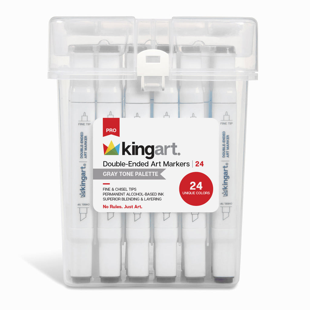PRO Double-Ended Alcohol Markers - 24 Gray Tone Colors