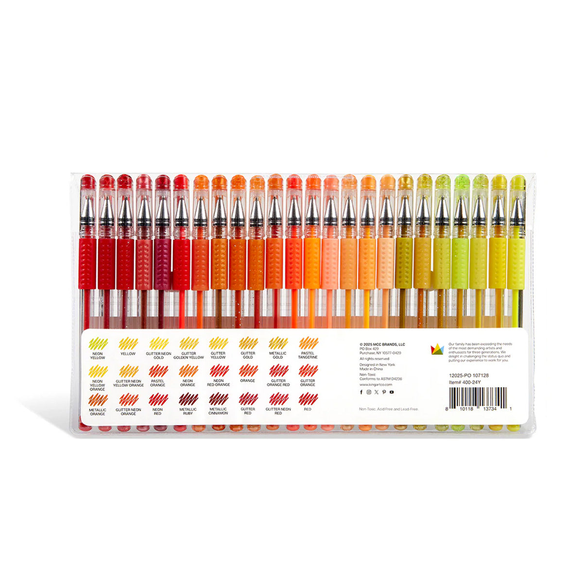 Gel Pens - Comfort Grip - Red & Yellow Tone - 24 Colors