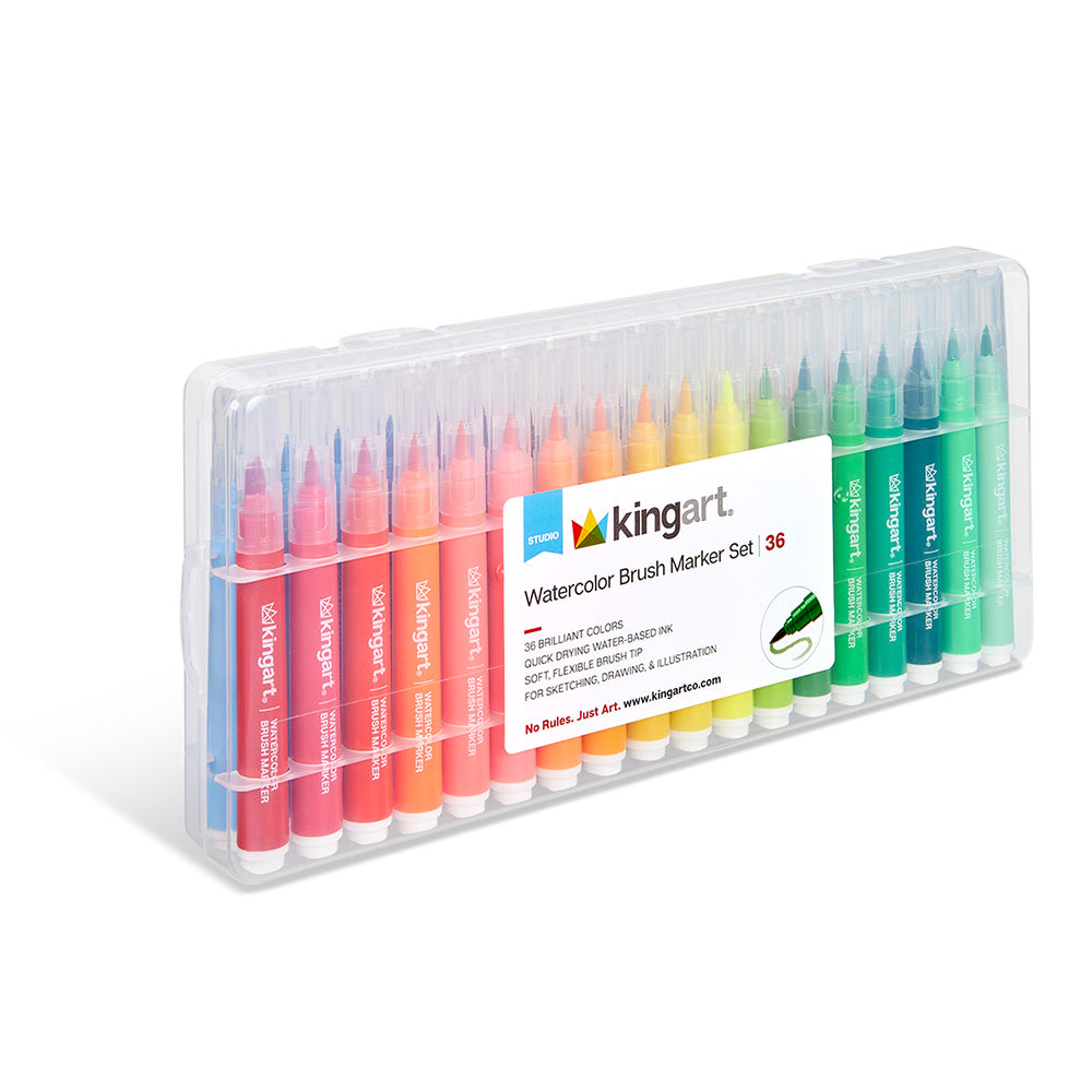 Coloring Soft Tip Brush Markers - Water-Based Ink - 36 Colors