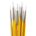 White Nylon 7950 Round Short Handle Brush Set, 8 pc - Face Painting Brush