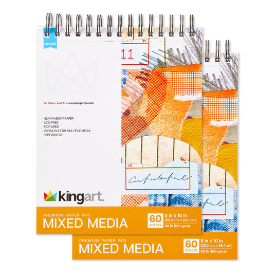 Mixed Media Sketchbooks – Top Spiral - 8" x 10" (2 Pack, 60 Sheets Each)