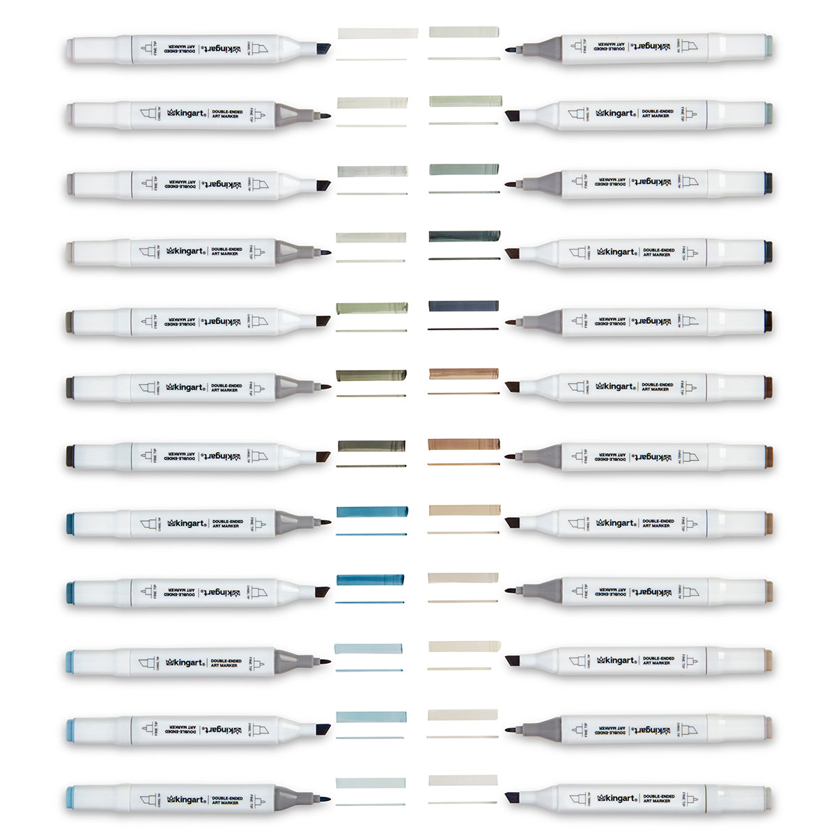 Double-Ended Alcohol Markers - 24 Gray Tone Colors