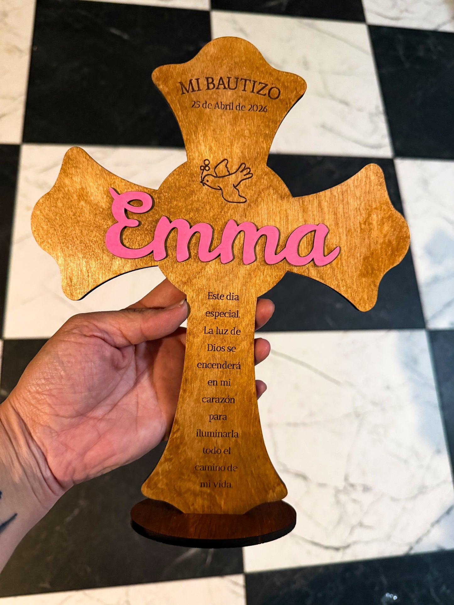 Personalized Baptism Cross – Wooden Keepsake