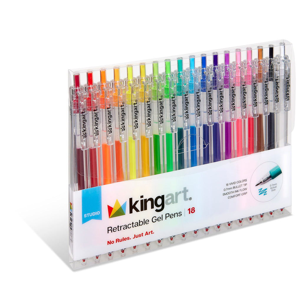 Retractable Gel Pens - Comfort Grip - Bullet Tip - 18 Colors