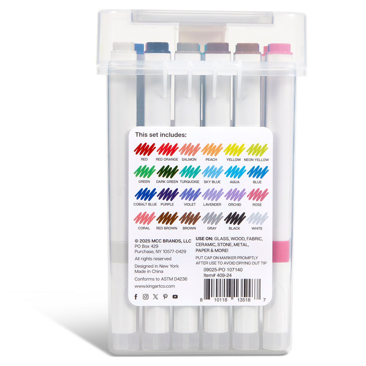 Acrylic Paint Markers Set – 24 Colors, 2mm Bullet Tip, Water-Based, Multi-Surface