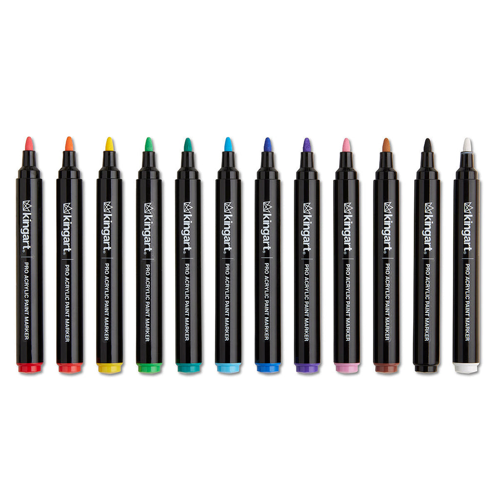 PRO Acrylic Paint Markers - 2mm Bullet Tip - 12 Classic Colors