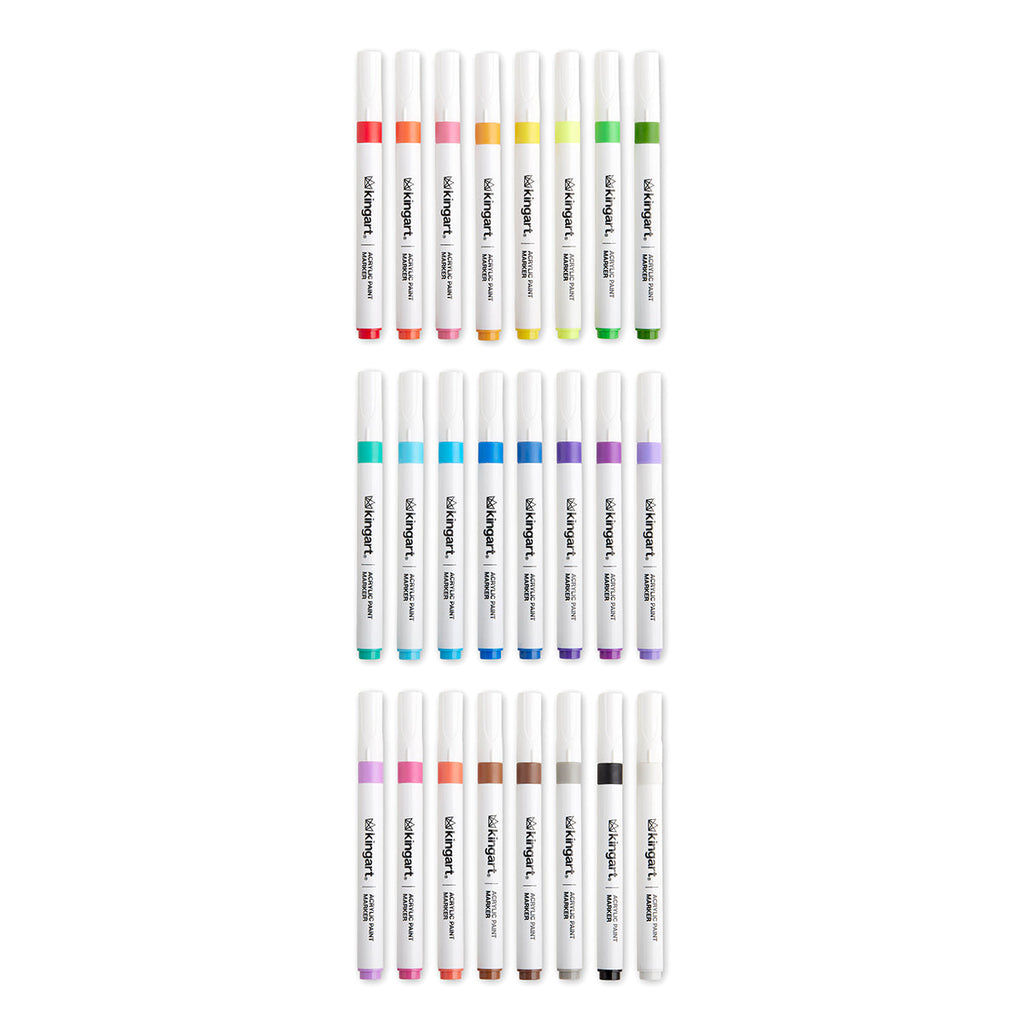 Acrylic Paint Markers Set – 24 Colors, 2mm Bullet Tip, Water-Based, Multi-Surface