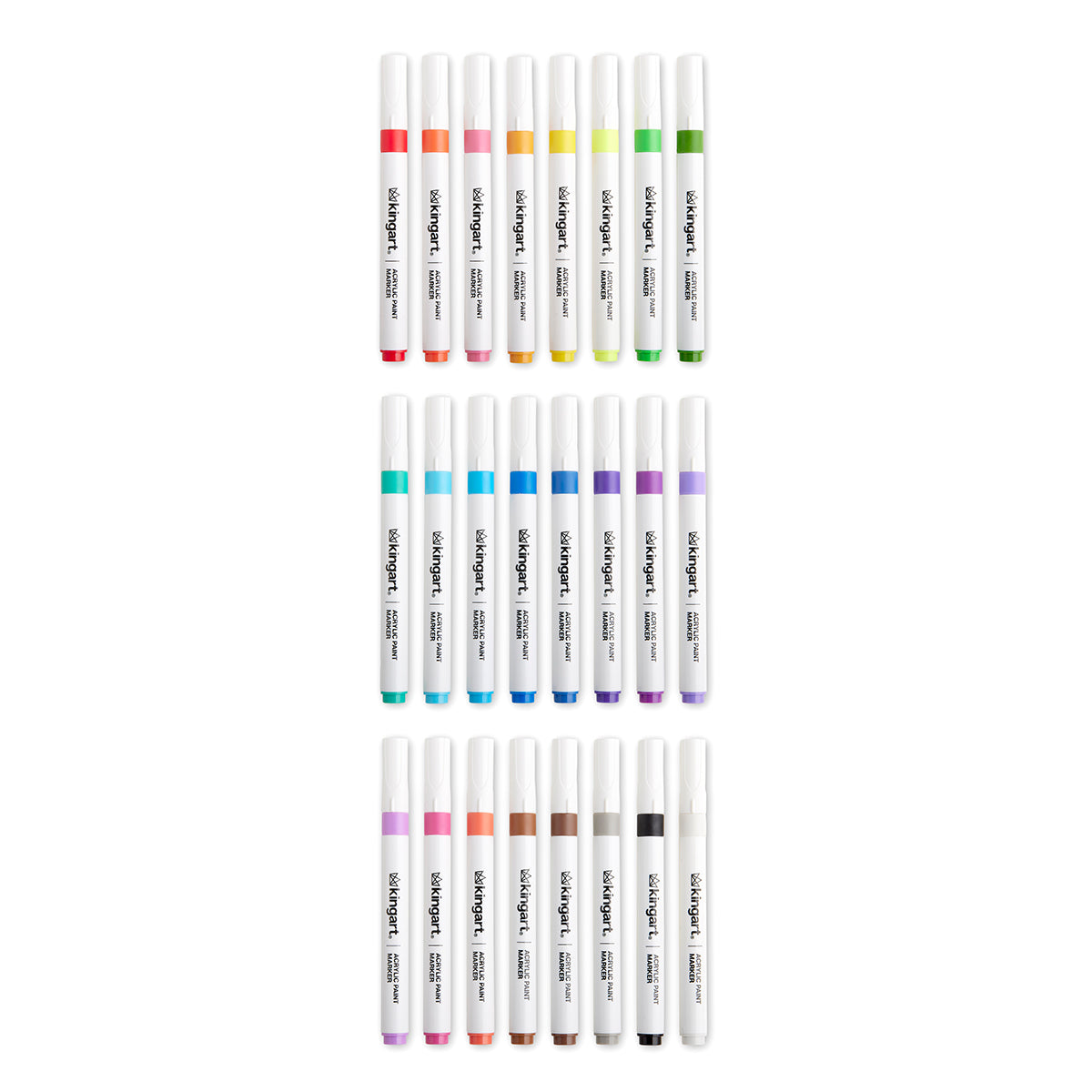 Acrylic Paint Markers Set – 24 Colors, 2mm Bullet Tip, Water-Based, Multi-Surface