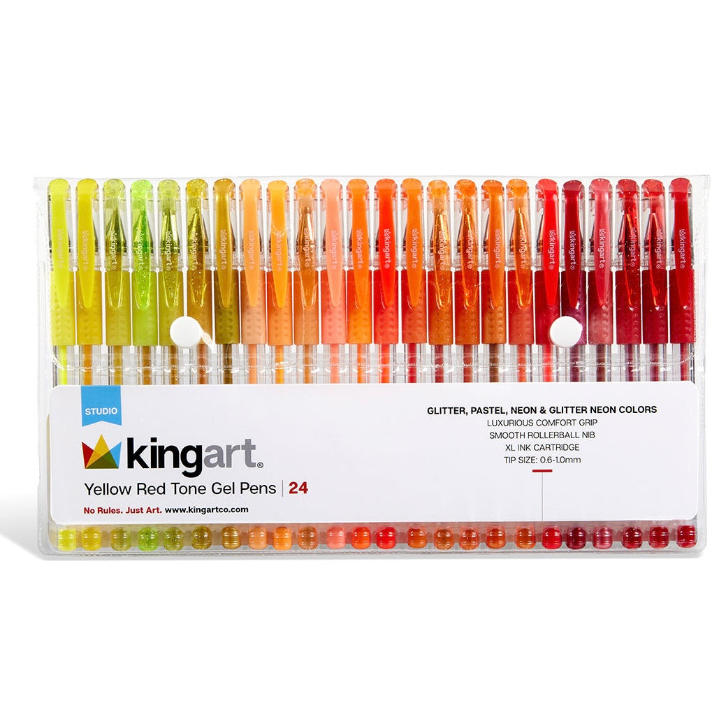 Gel Pens - Comfort Grip - Red & Yellow Tone - 24 Colors