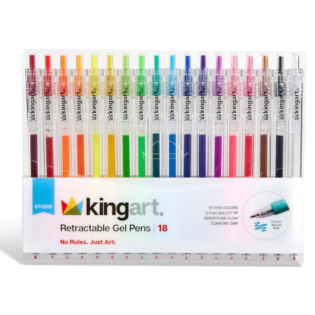 Retractable Gel Pens - Comfort Grip - Bullet Tip - 18 Colors