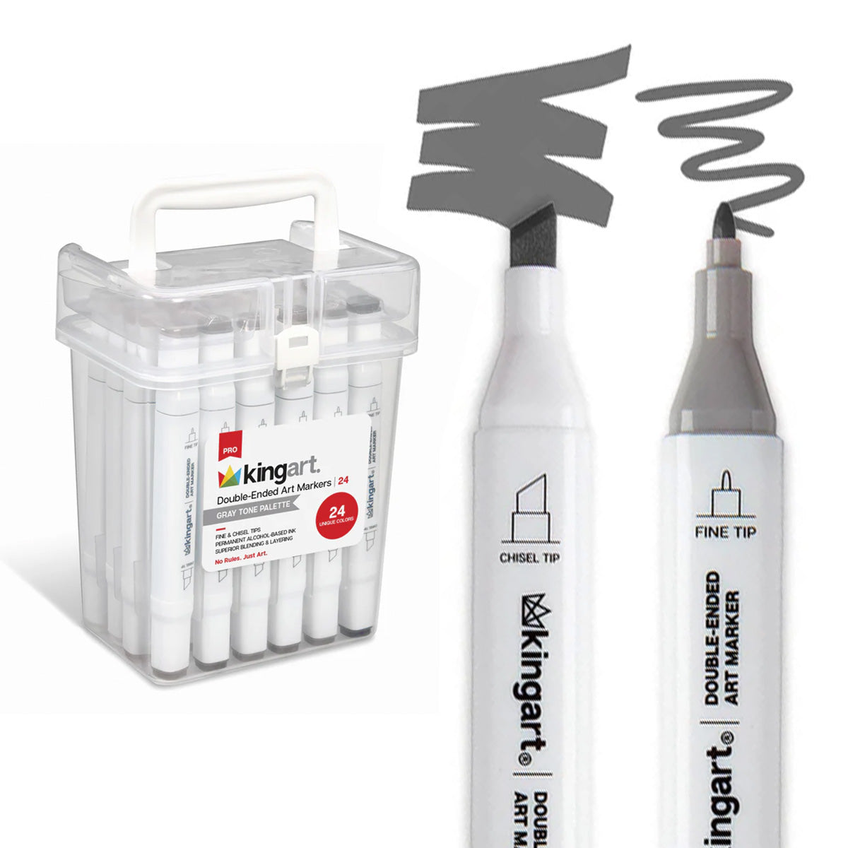 Double-Ended Alcohol Markers - 24 Gray Tone Colors