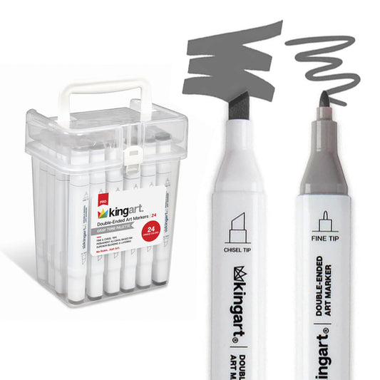 Double-Ended Alcohol Markers - 24 Gray Tone Colors