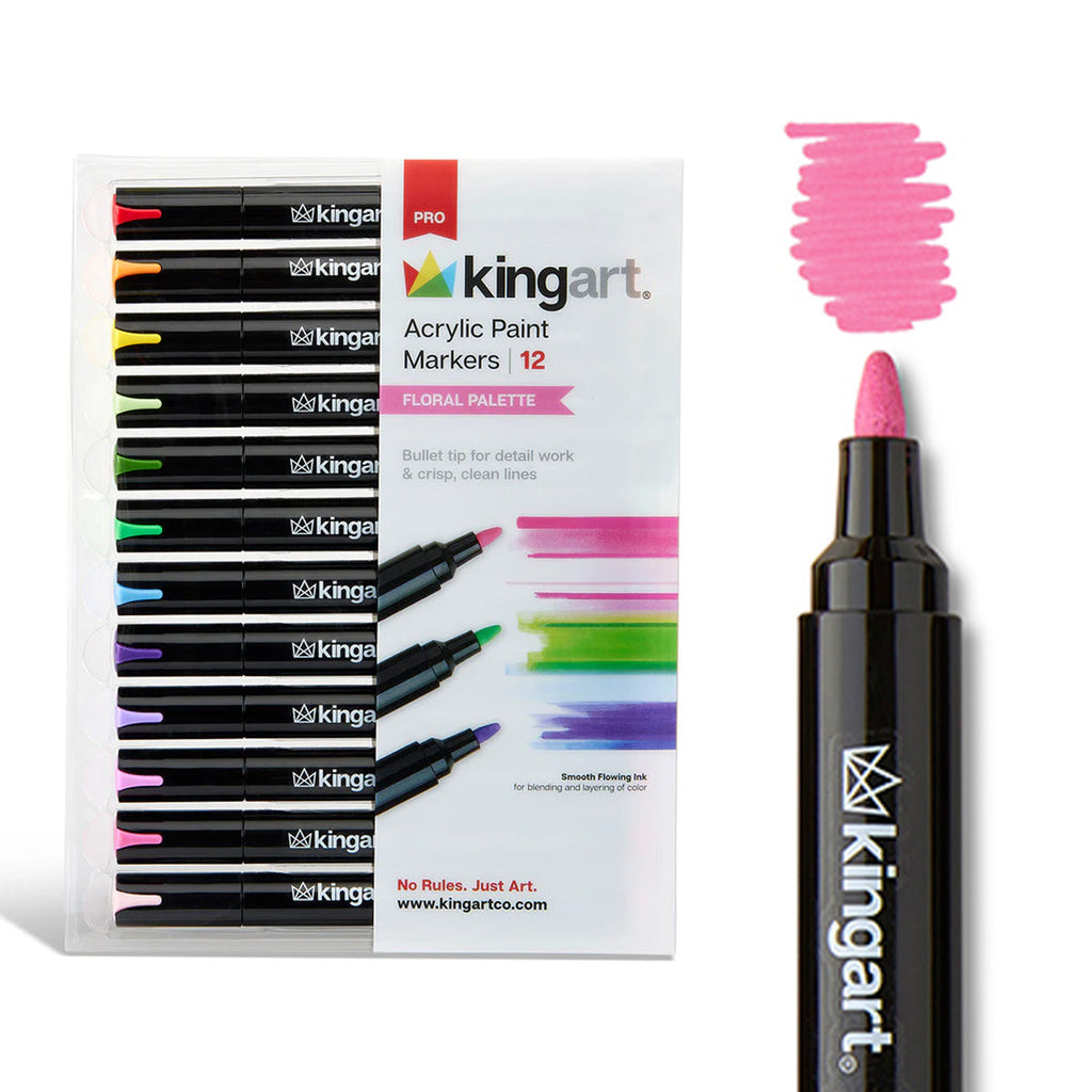 PRO Acrylic Paint Markers - 2mm Bullet Tip - 12 Floral Colors