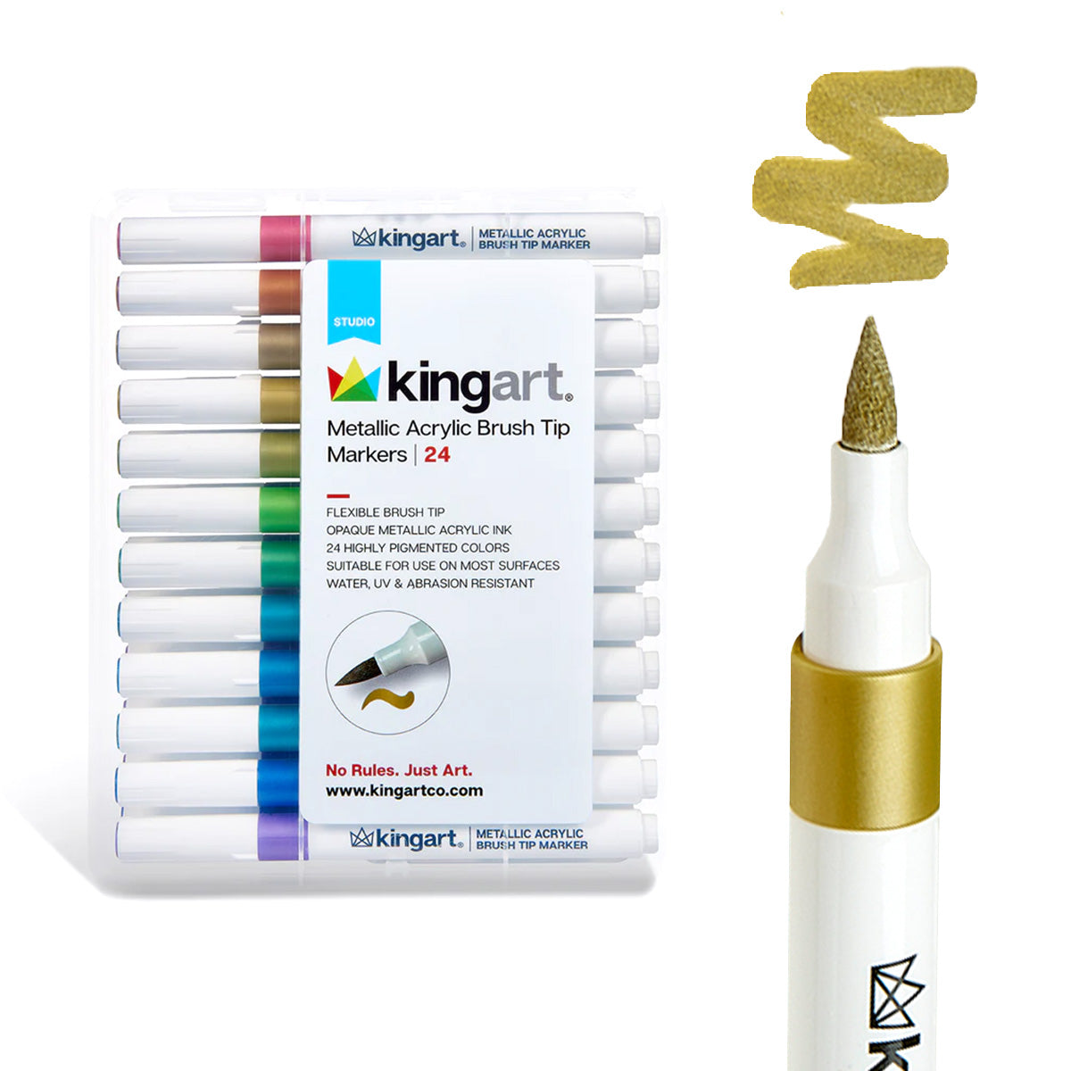 Acrylic Paint Brush Tip Markers - 24 Metallic Colors