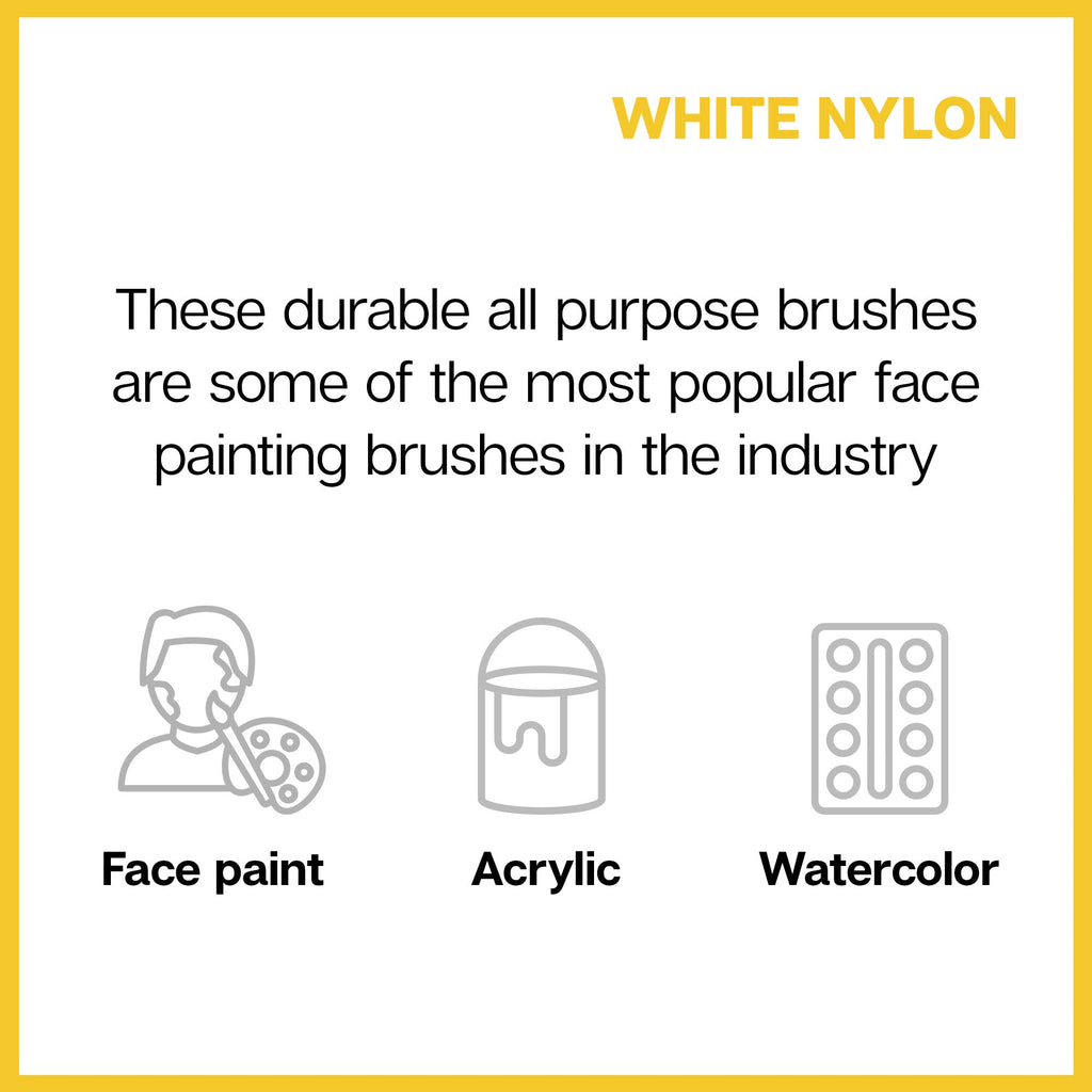 White Nylon 7950 Round Short Handle Brush Set, 8 pc - Face Painting Brush