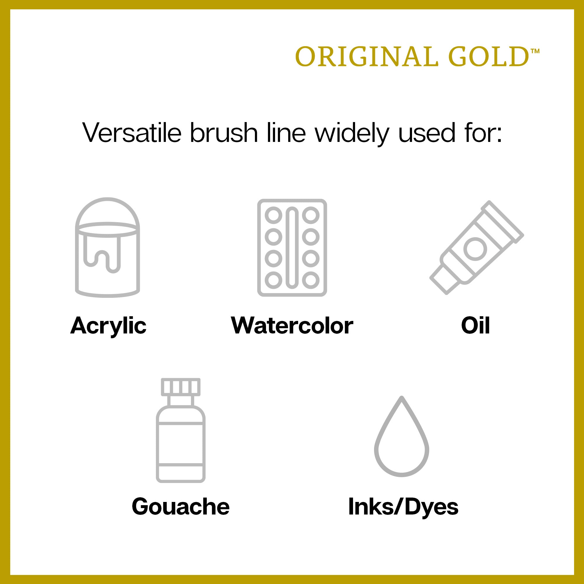 Original Gold® 9020 Ultra Round™ Golden Taklon Brush Set - 8 pc