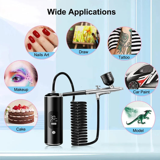 Portable Airbrush with Compressor - Mini Spray Gun for Painting, Crafts, and DIY