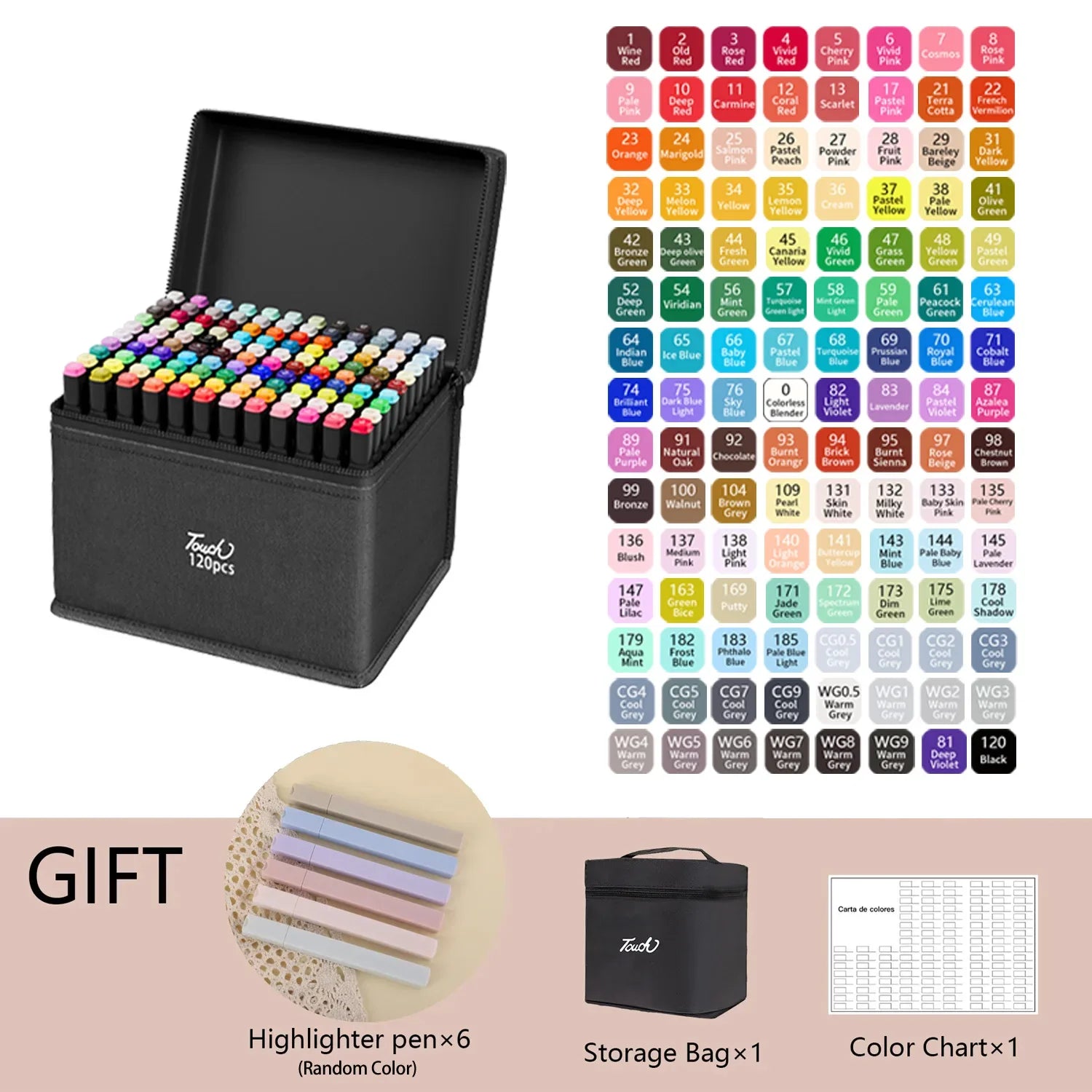 Dual Tip Alcohol Markers — 24/36/48/60/80/120/168/262 Color Sets | Permanent Art Sketch Markers for Illustration & School Supplies