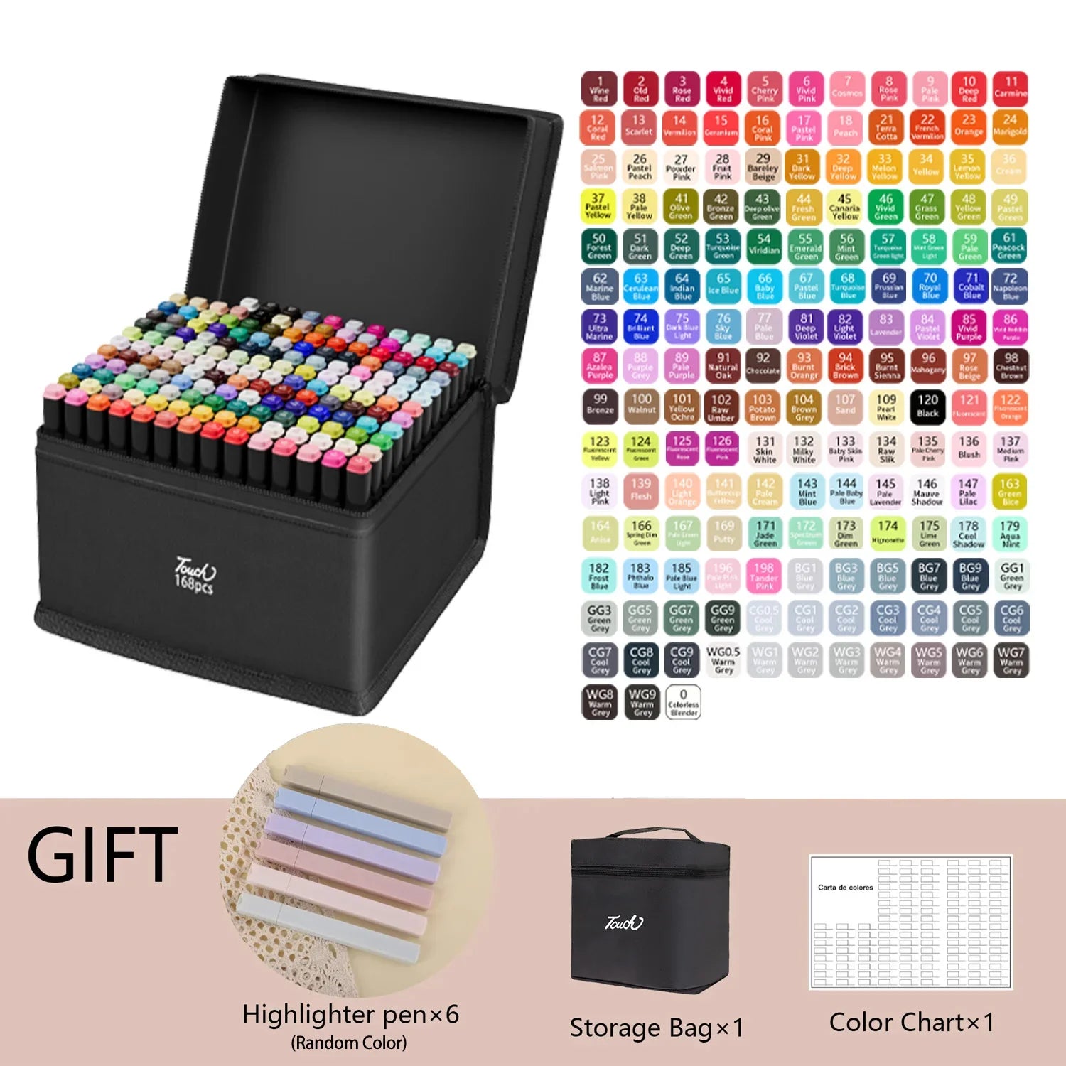Dual Tip Alcohol Markers — 24/36/48/60/80/120/168/262 Color Sets | Permanent Art Sketch Markers for Illustration & School Supplies