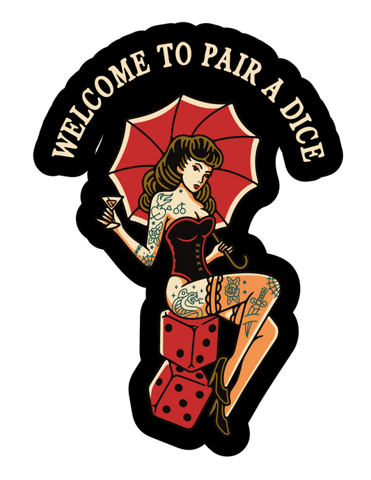 Welcome to Pairadice Pin Up Girl Sticker