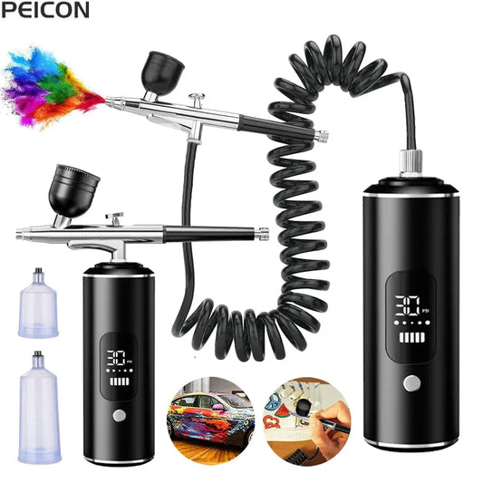 Portable Airbrush with Compressor - Mini Spray Gun for Painting, Crafts, and DIY
