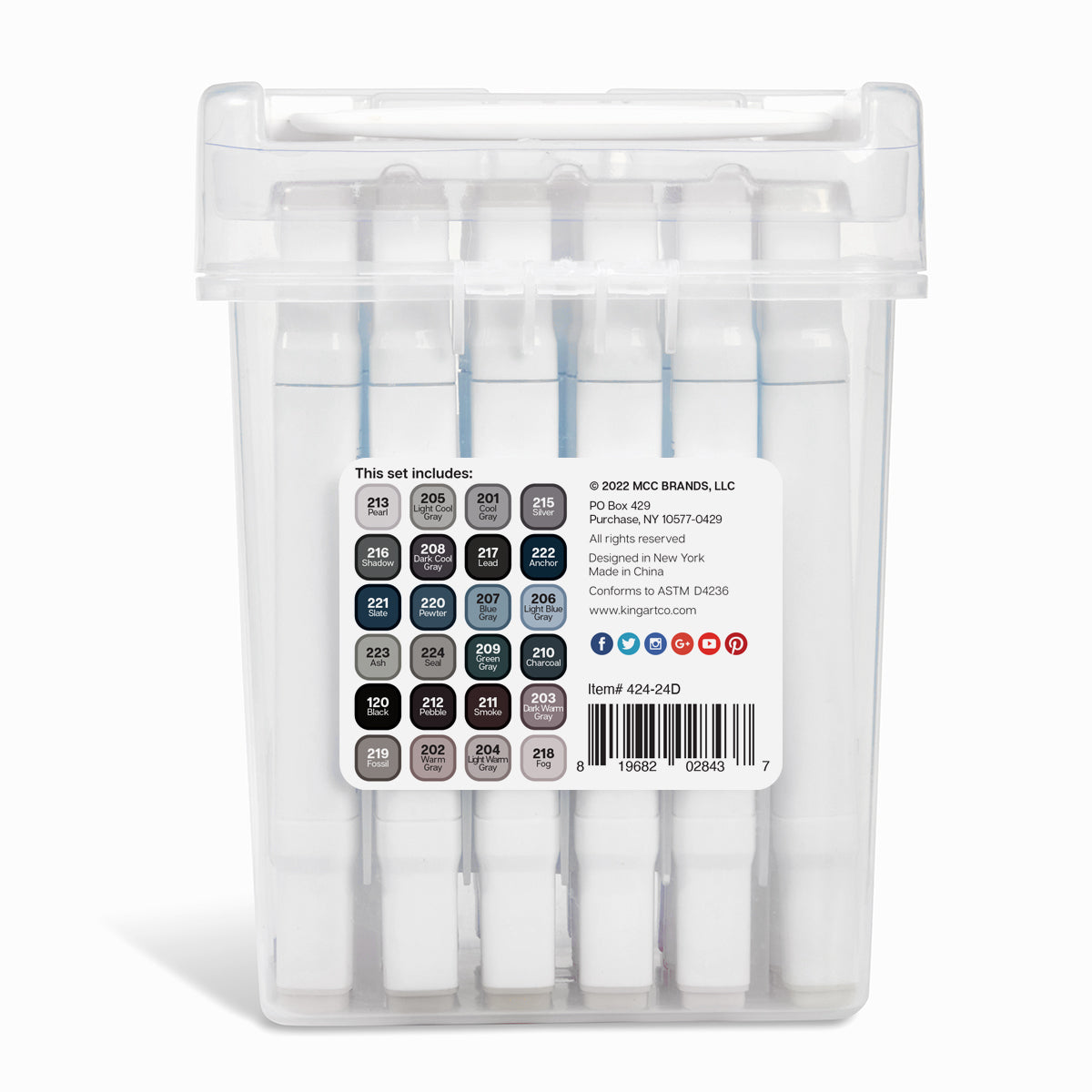 PRO Double-Ended Alcohol Markers - 24 Gray Tone Colors