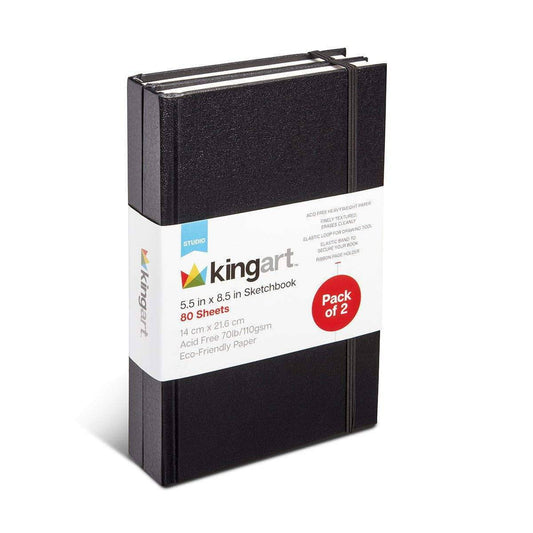 Hardcover Sketchbook 5.5” x 8.5” (2 Pack, 80 Sheets Each)