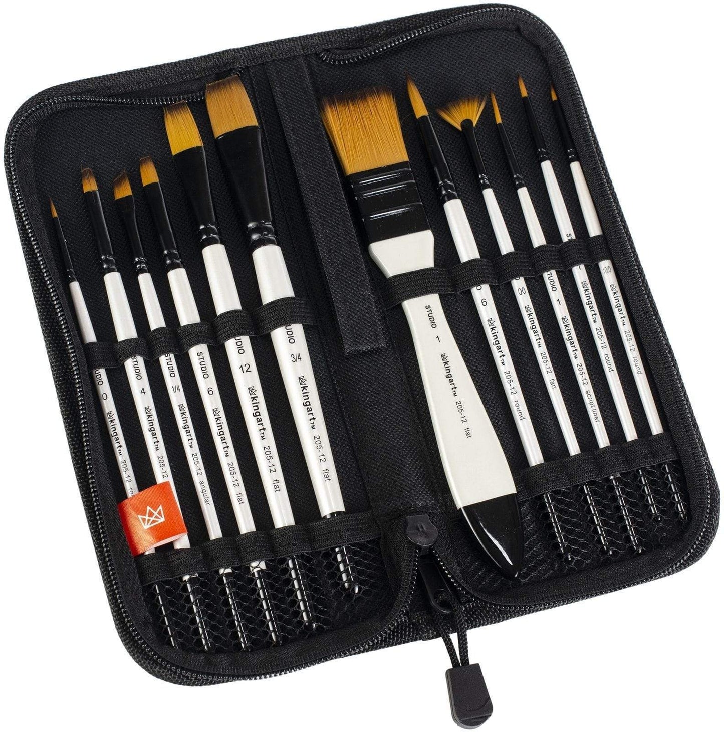Studio Brush Set - Gold Nylon - Storage Case - 12 Piece