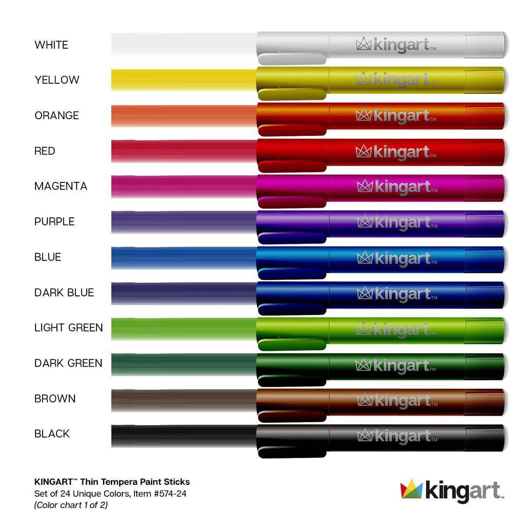Tempera Paint Thin Sticks, 24 Colors