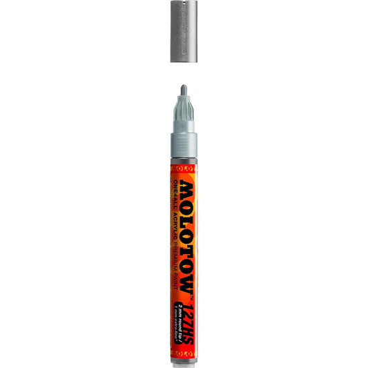 Molotow One4All Acrylic Paint Marker - Metallic Silver - 2mm Bullet Tip
